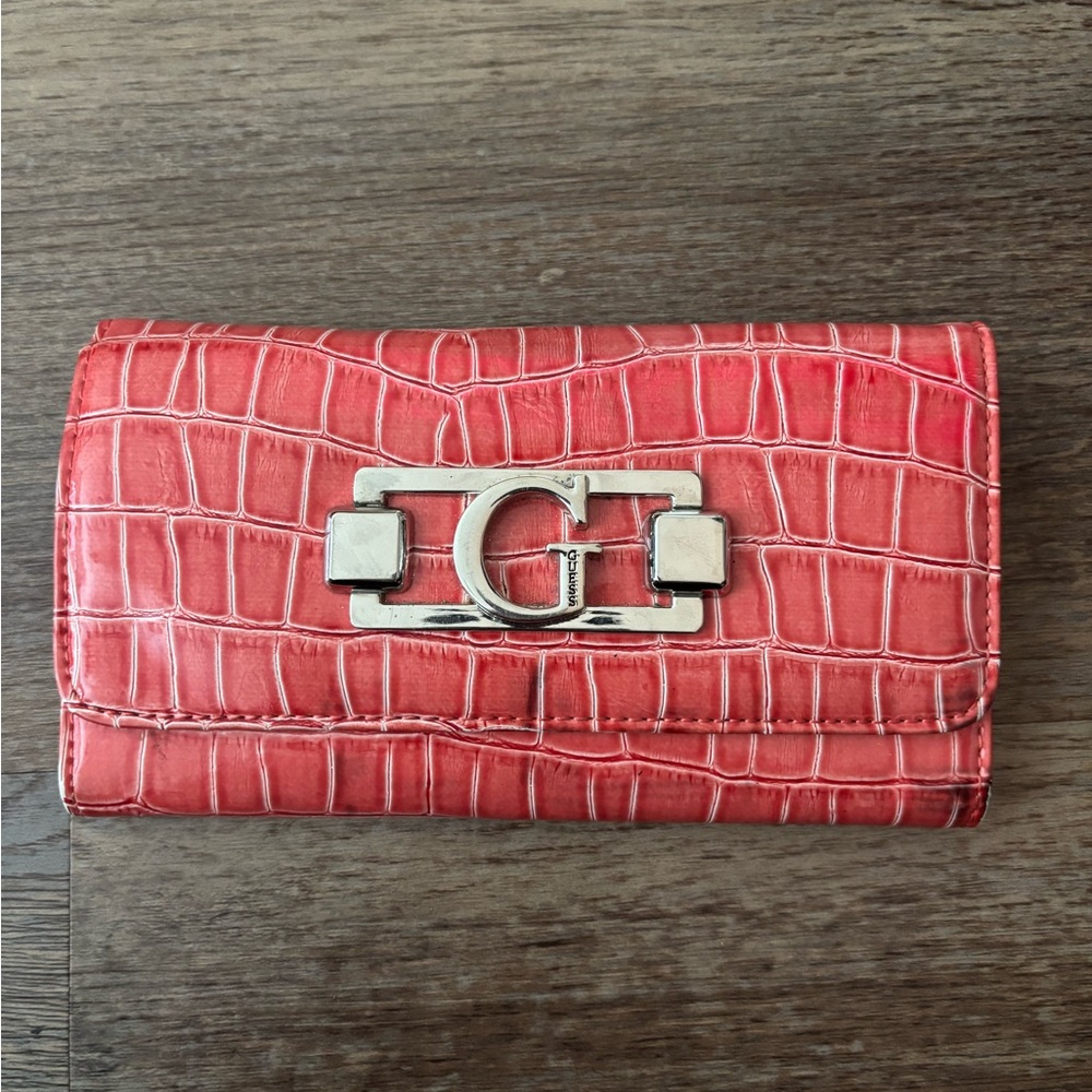 Guess Coral Crocodile-Embossed Wallet